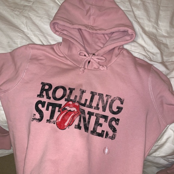 pink rolling stones sweatshirt